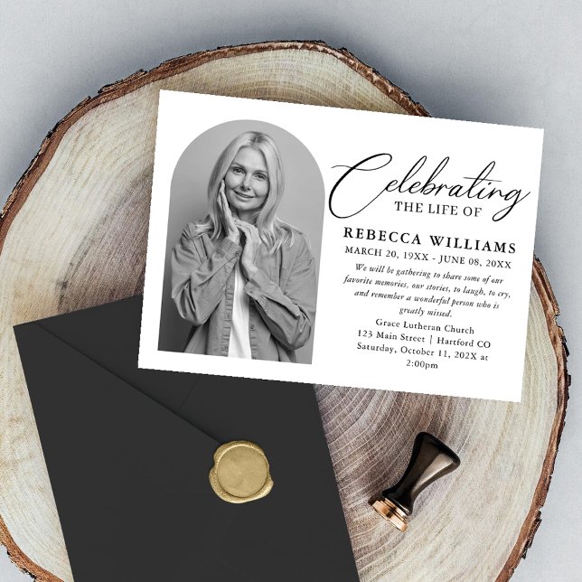 Invitation Calligraphie élégante Célébration de la vie funéra (Créateur téléchargé)