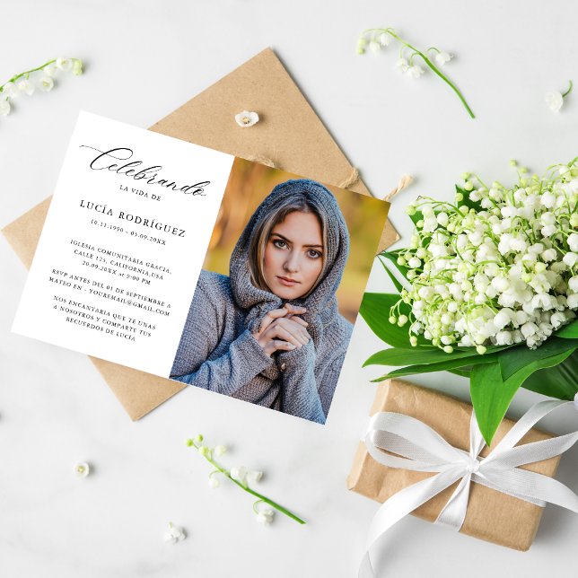 Invitation Calligraphie Elégante Espagne funéraire photo (Créateur téléchargé)