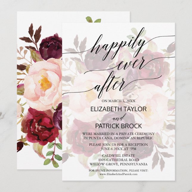 Invitation Calligraphie Élégante | Fiançailles Florales Dégra (Devant / Derrière)