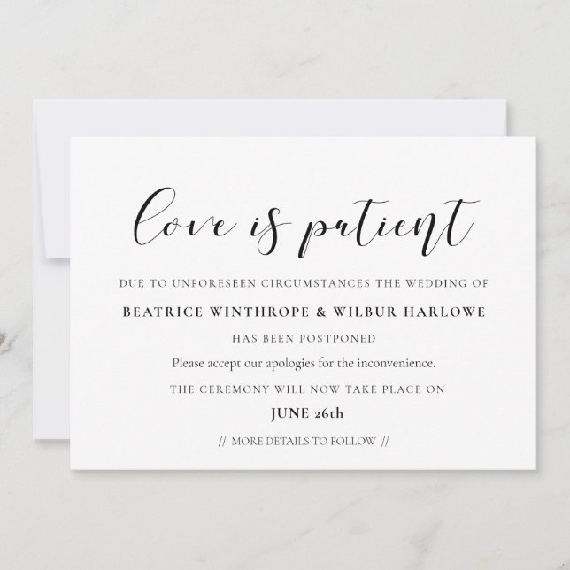 Invitation Calligraphie élégante L'amour est la date mariage  (Devant)