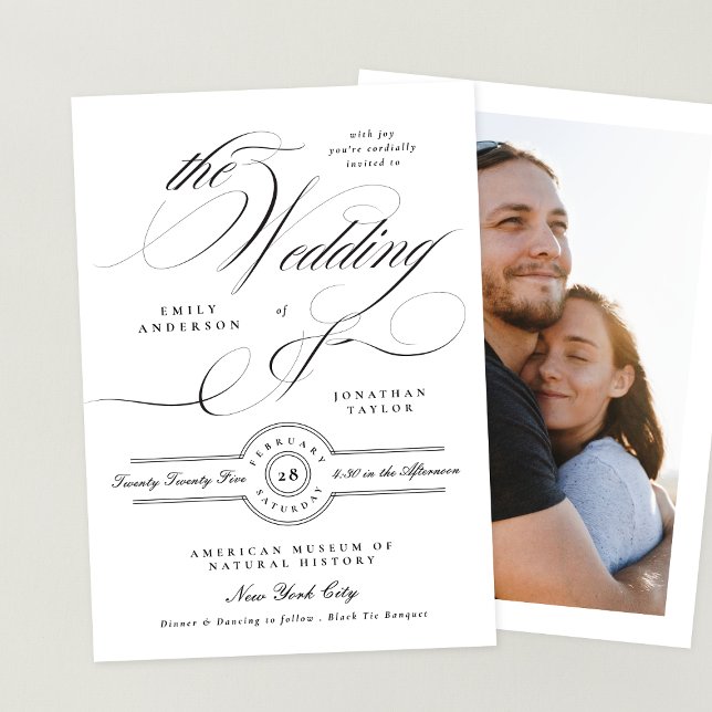 Invitation Calligraphie élégante officielle Cravate noire Mar (Créateur téléchargé)