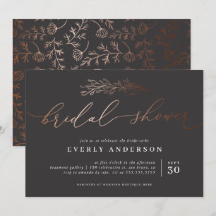Invitation Calligraphie en cuivre chic Fête des mariées élé