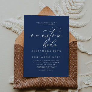 Invitation Calligraphie Formelle Royal Blue Nuestra Boda Mari