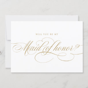 Invitation Calligraphie Gold Serez-vous ma servante d'honneur