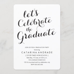 Invitation Calligraphie Graduation Party Photo noir blanc