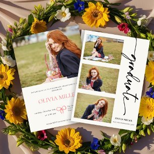 Invitation Calligraphie Graduation photo Collage Grad party