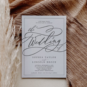 Invitation Calligraphie gris romantique   Frame Le Mariage De