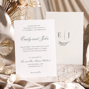Invitation Calligraphie grise moderne Mariage minimaliste