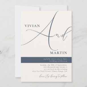Invitation Calligraphie Gros Gras "Et" Mariage de la Marine