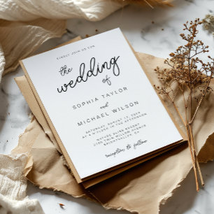 Invitation Calligraphie Joueuse moderne Mariage noir blanc