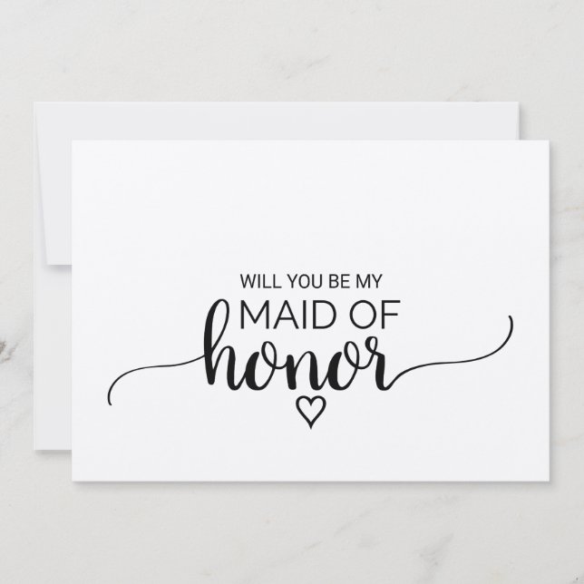 Invitation Calligraphie Kraft Simple Maid Of Honor Propositio (Devant)