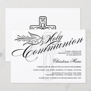 Invitation Calligraphie La colombe et la première communion s