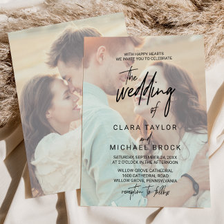 Invitation Calligraphie lunaire | Faded Photo Le Mariage De