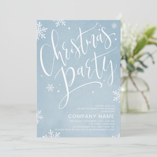 Invitation Calligraphie manuscrite bleue Noël (Debout devant)