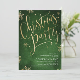 Invitation Calligraphie manuscrite en or vert Noël