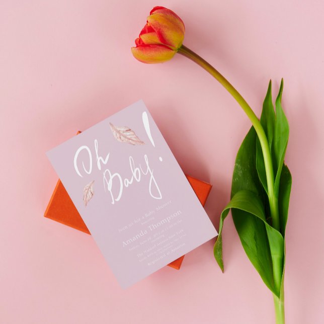 Invitation Calligraphie manuscrite rose fille Oh Baby shower (Créateur téléchargé)