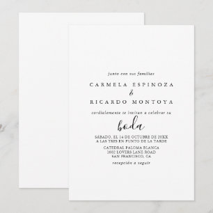 Invitation Calligraphie Mariage espagnol noir et blanc