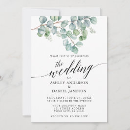 Invitation Calligraphie Mariage Eucalyptus Green Photo