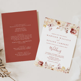 Invitation Calligraphie Mariage floral gracieux avant et arri