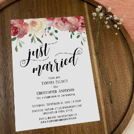 Invitation Calligraphie Mariée, Bourgogne, Roses Blush