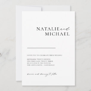 Invitation Calligraphie minimale simple en un seul Mariage