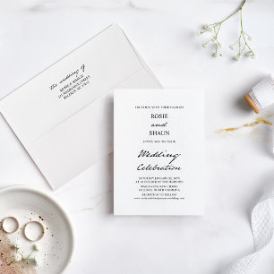 Invitation Calligraphie minimaliste de stylo Mariage blanc