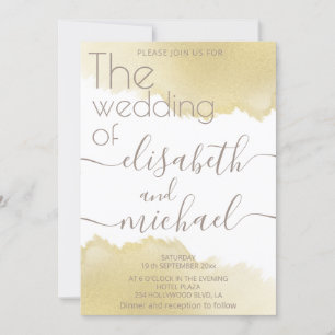 Invitation Calligraphie minimaliste de trait de brosse d'or