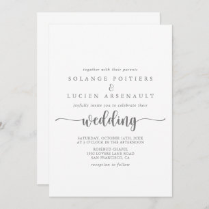 Invitation Calligraphie minimaliste Mariage en argent  