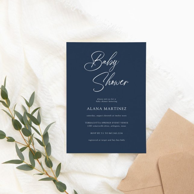 Invitation Calligraphie minimaliste moderne | BABY SHOWER (Créateur téléchargé)