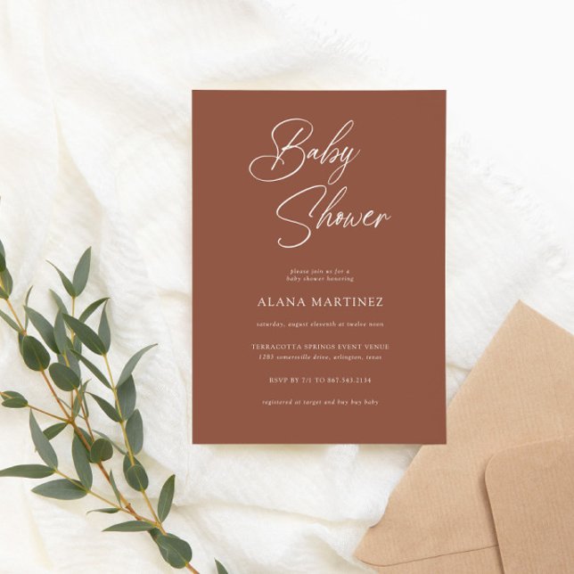 Invitation Calligraphie minimaliste moderne | BABY SHOWER (Créateur téléchargé)