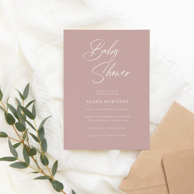 Invitation Calligraphie minimaliste moderne | BABY SHOWER (Créateur téléchargé)