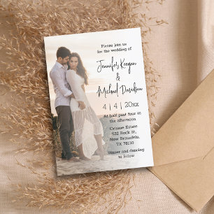 Invitation calligraphie minimaliste moderne mariage photo chi