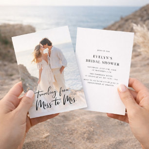 Invitation Calligraphie Mlle à Mme Fête des mariées Photo