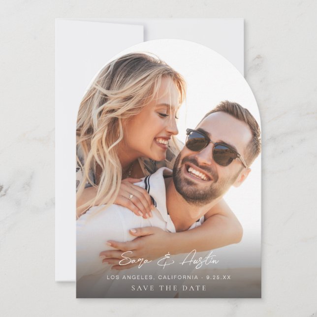 Invitation Calligraphie MOD Photo Vertical Enregistrer la dat (Devant)