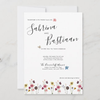 Invitation Calligraphie moderne Aquarelle Fleur sauvage Maria