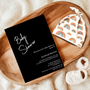 Invitation Calligraphie moderne baby shower noir et blanc