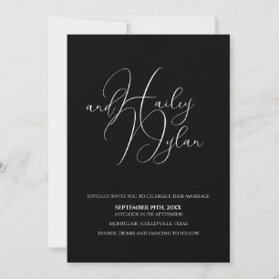 Invitation Calligraphie moderne Collage photo QR Code noir