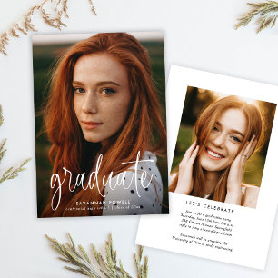 Invitation Calligraphie moderne Deux Fête de Diplôme de Photo