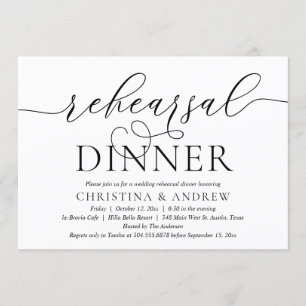 Invitation Calligraphie moderne, dîner de répétition de maria