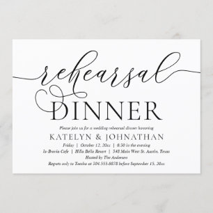 Invitation Calligraphie moderne, dîner de répétition de maria