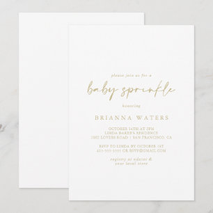 Invitation Calligraphie Moderne Élégant Or Bébé Sprinkle