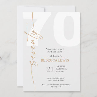 Invitation Calligraphie Moderne Élégante 70e Anniversaire Adu