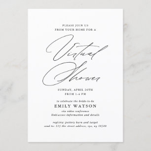 Invitation Calligraphie moderne Fête des mariées virtuelle Bl