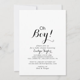 Invitation Calligraphie moderne Formel Oh Boy Baby shower