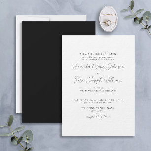 Invitation Calligraphie moderne formelle Mariage noir et blan