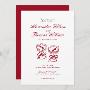 Invitation Calligraphie moderne Mariage rouge