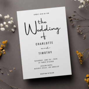 Invitation Calligraphie moderne minimaliste Mariage Décontrac