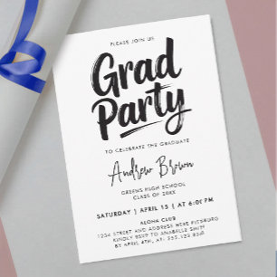 Invitation Calligraphie moderne peinte en noir et blanc simpl