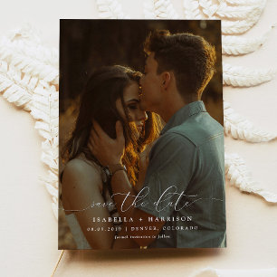 Invitation Calligraphie moderne Photo Enregistrer la date