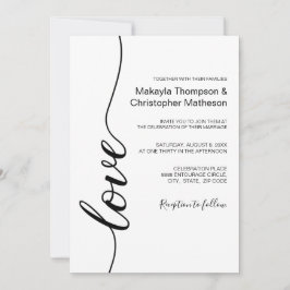 Invitation Calligraphie moderne Script Mariage noir et blanc